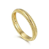 14K Yellow Gold Bujukan Plain Center Stackable Ring S2042955